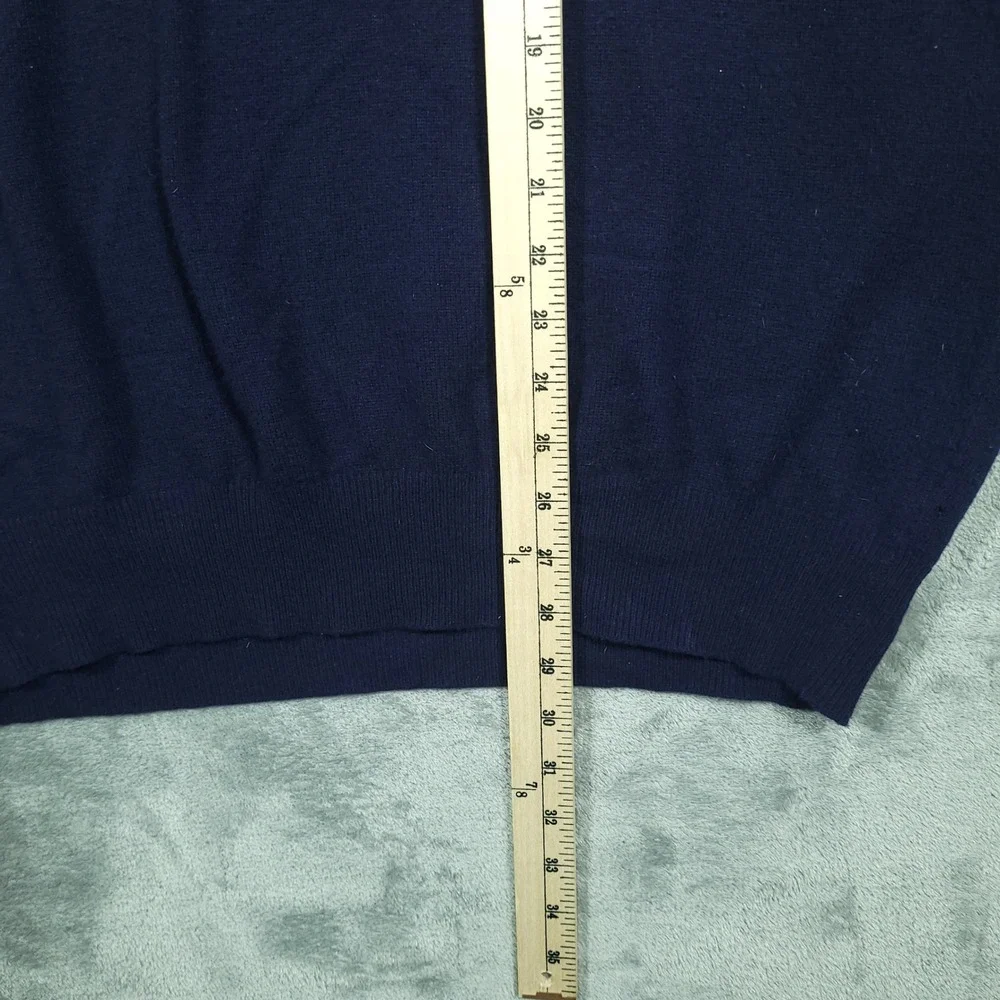 Heather & Tweed Sweater Mens XL Navy Blue 100% 2-Ply Cashmere V-Neck Pullover